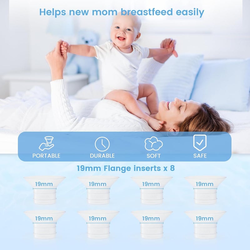 Hranio Breast Pump Flange Insert Compatible with Momcozy m5 Replacement Parts Momcozy s12 Pro Replacement Parts Spectra/Medela/Elvie/Tsrete/Eufy/Lansinoh Breast Pump 19mm Flange Inserts for Spectra 8PCS - Image 4